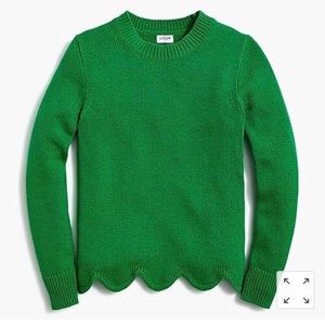 Green J. Crew Scalloped Sweater